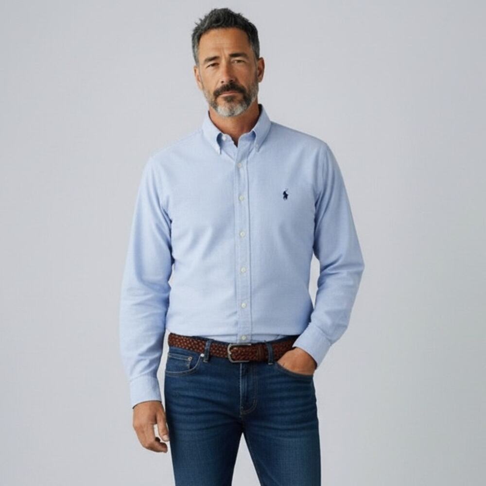 Ralph Lauren Classic Button Down Dress Shirt Men's Sz 17/34-35 Pale Blue